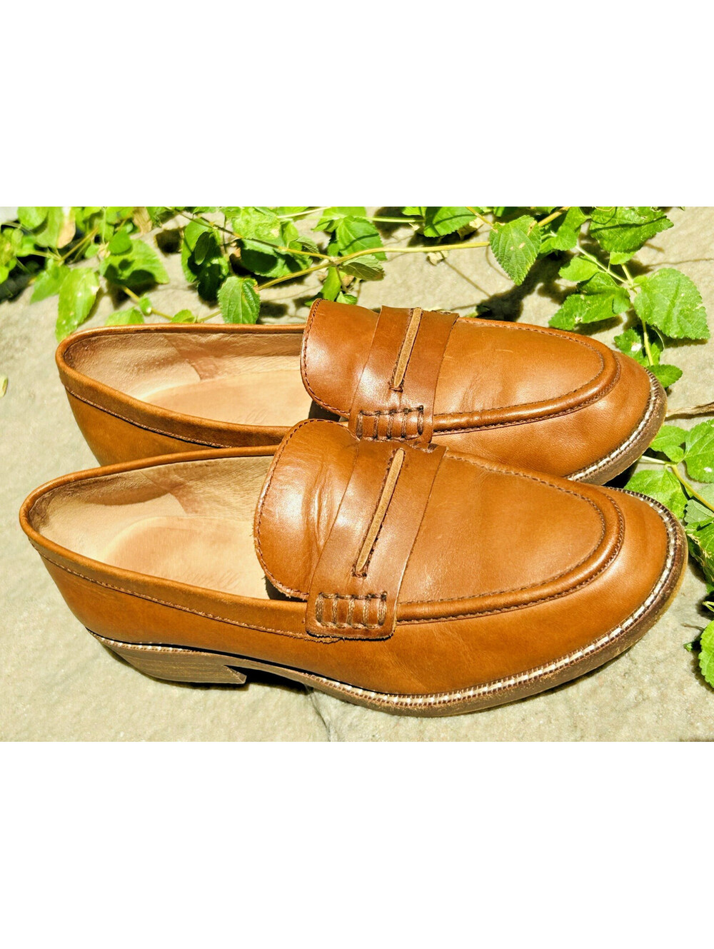 Madewell The Elinor Chestnut Leather Loafers Shoes Slip On Size 6